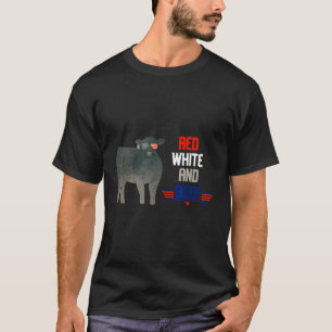 Rot weiß und Rindfleisch T-Shirt