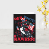 Rot weiß und roh Dinosaurier T Rex Patriotic 4. Karte (Gelbe Blume)