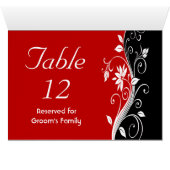 Rot-Weiß- und Schwarz-Flora-Hochzeit-Tischnummer (Innenansicht Horizontal (Unten))