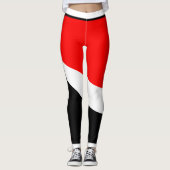 Rot weiß und schwarz mit seitlichem Streifen Leggings (Vorderseite)