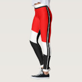 Rot weiß und schwarz mit seitlichem Streifen Leggings (Links)