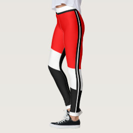 Rot weiß und schwarz mit seitlichem Streifen Leggings