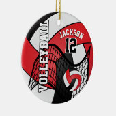 Rot, Weiß und Schwarz Personalisieren Volleyball � Keramikornament (Rechts)