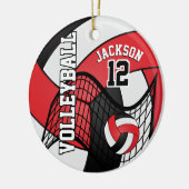 Rot, Weiß und Schwarz Personalisieren Volleyball � Keramikornament (Links)