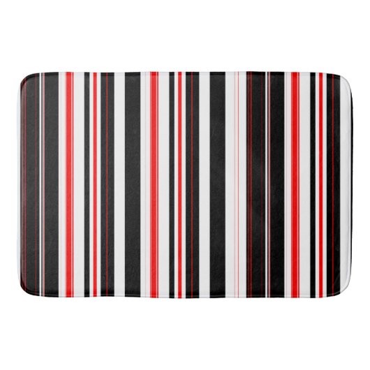 Rot, weiß und schwarz Streifen Badematte (Vorderseite)