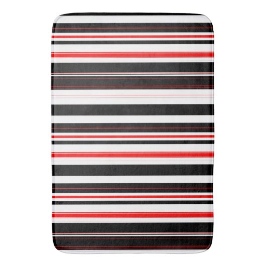 Rot, weiß und schwarz Streifen Badematte (Vorderseite Vertikal)