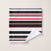 Rot, weiß und schwarz Streifen Badhandtuch Set (Waschlappen)