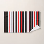 Rot, weiß und schwarz Streifen Badhandtuch Set (Handtuch)