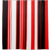 Rot, weiß und schwarz Streifen Duschvorhang (Vorderseite)