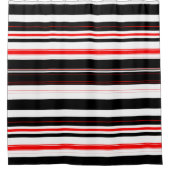 Rot, weiß und schwarz Streifen Duschvorhang (Vorderseite)