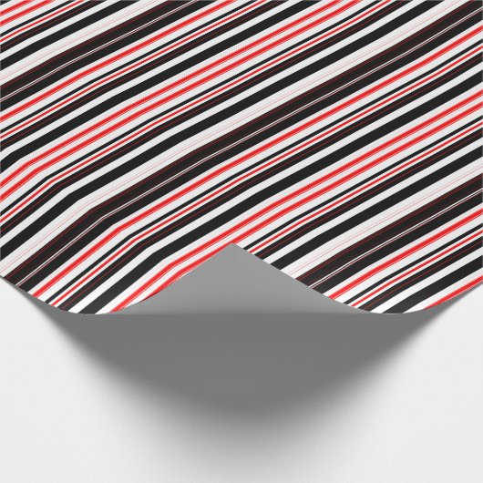 Rot, weiß und schwarz Streifen Geschenkpapier (Ecke)