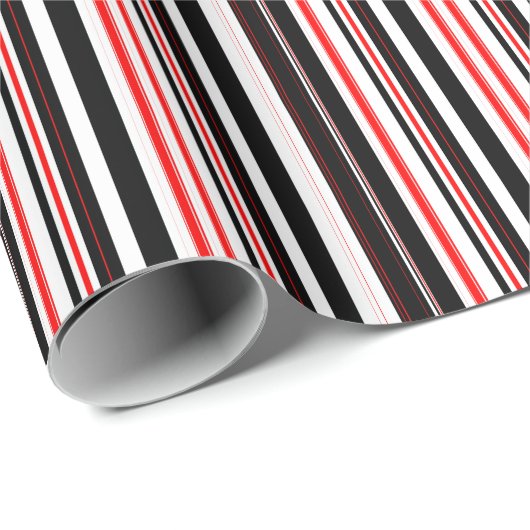 Rot, weiß und schwarz Streifen Geschenkpapier (Rolleneckpunkt)