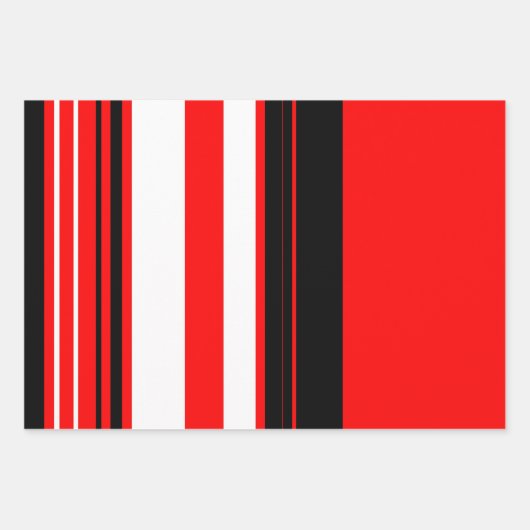Rot, weiß und schwarz Streifen Geschenkpapier Set (Vorderseite 2)