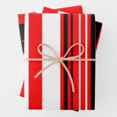 Rot, weiß und schwarz Streifen Geschenkpapier Set (Beispiel)
