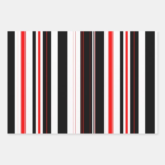 Rot, weiß und schwarz Streifen Geschenkpapier Set (Vorderseite 2)
