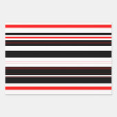 Rot, weiß und schwarz Streifen Geschenkpapier Set (Vorderseite)