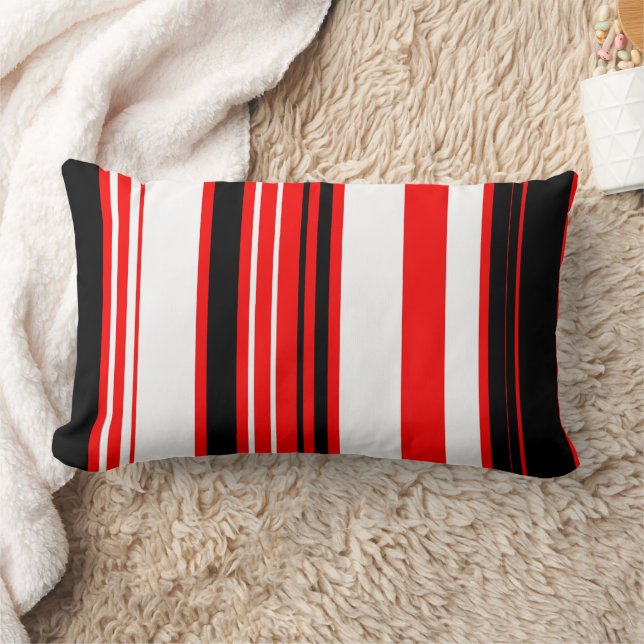 Rot, weiß und schwarz Streifen Lendenkissen (Decke)