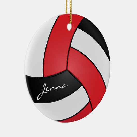 Rot, Weiß und Schwarz 🏐 Volleyball - Persönlich g Keramik Ornament (Rechts)