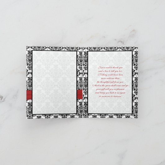 Rot, Weiß und Schwarzer Damaskus Danke Karte (Innenseite)