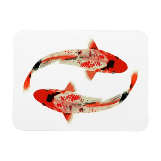 Rot, Weiß und Schwarzer Koi Fisch Magnet (Horizontal)