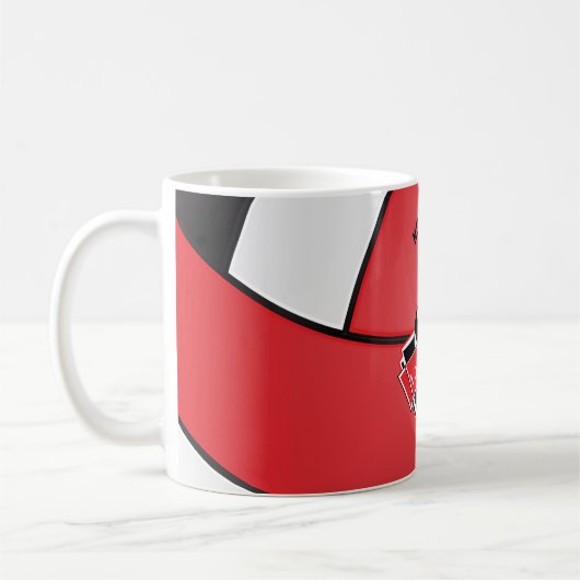 Rot-, Weiß- und Schwarzleyball-Design Kaffeetasse (Links)