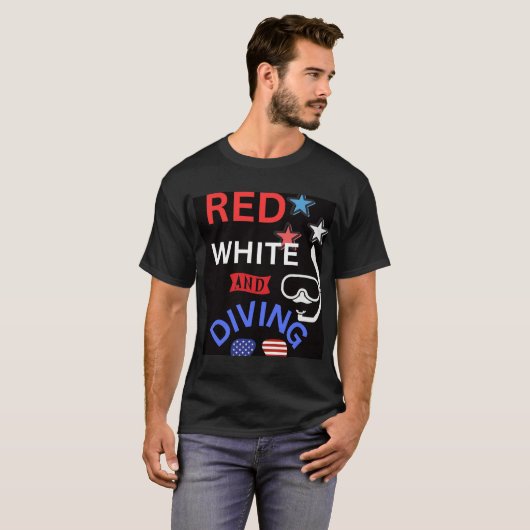 Rot weiß und Tauchen T-Shirt (Vorne ganz)