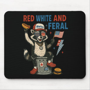 Rot Weiß Und Verwildert 4. Juli Waschbär Hot Dog K Mousepad