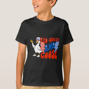 Rot Weiß Und Verwildert Lustige Gans Hotdog 4. Jul T-Shirt