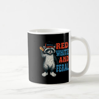 Rot Weiß Und Verwildert Lustiger Waschbär 4. Juli  Kaffeetasse