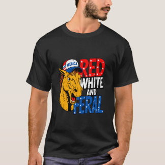 Rot Weiß Und Verwildert - Patriotisches USA-Pferd T-Shirt