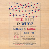 Rot, Weiß und Wer? 4. Juli Party über geschlechtss Acryleinladungen (Vorderseite)
