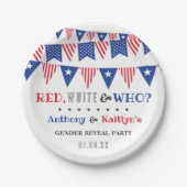 Rot, Weiß und Wer? 4. Juli Party über geschlechtss Pappteller (Vorderseite)