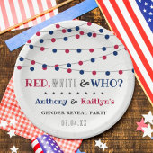 Rot, Weiß und Wer? 4. Juli Party über geschlechtss Pappteller