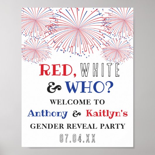 Rot, Weiß und Wer? 4. Juli Party über geschlechtss Poster (Vorne)