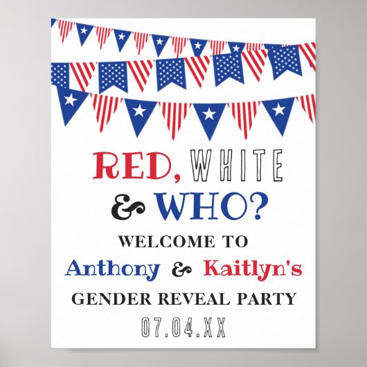 Rot, Weiß und Wer? 4. Juli Party über geschlechtss Poster (Vorne)