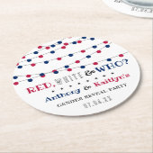 Rot, Weiß und Wer? 4. Juli Party über geschlechtss Runder Pappuntersetzer (Angewinkelt)