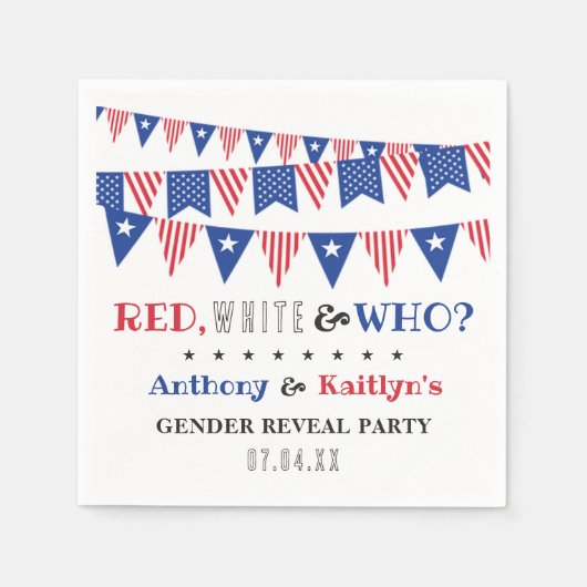 Rot, Weiß und Wer? 4. Juli Party über geschlechtss Serviette (Vorderseite)
