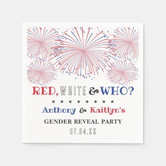 Rot, Weiß und Wer? 4. Juli Party über geschlechtss Serviette (Vorderseite)