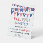 Rot, Weiß und Wer? 4. Juli Party über geschlechtss Sockelschild (Vorderseite)