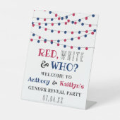 Rot, Weiß und Wer? 4. Juli Party über geschlechtss Sockelschild (Vorderseite)