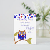 Rot weiß und Wer Owl Einladung (Stehend Vorderseite)