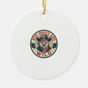 Rot Weiß Und Wild Patriotisch Patriotisches Tier V Keramik Ornament