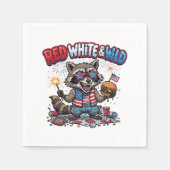 Rot Weiß und Wilder Waschbär 4. Juli Serviette (Vorderseite)