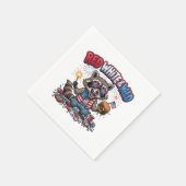 Rot Weiß und Wilder Waschbär 4. Juli Serviette (Ecke)