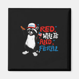 Rot Weiß Und Wilder Waschbär Hot Dog Usa Flagge 4. Magnet