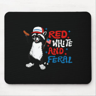 Rot Weiß Und Wilder Waschbär Hot Dog USA-Flagge 4. Mousepad