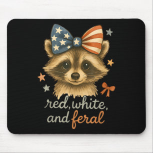 Rot Weiß Und Wilder Waschbär Lustig Patriotisch Us Mousepad