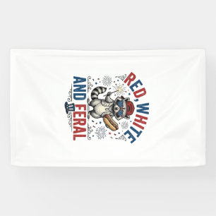 Rot Weiß und Wildes Patriotisches Waschbär-Shirt_1 Banner