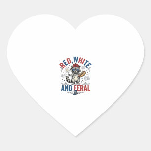 Rot Weiß und Wildes Patriotisches Waschbär-Shirt_1 Herz-Aufkleber