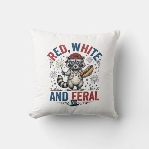 Rot Weiß und Wildes Patriotisches Waschbär-Shirt_1 Kissen